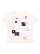 CFIERCE Sticker Print Rhinestone T Shirt in White