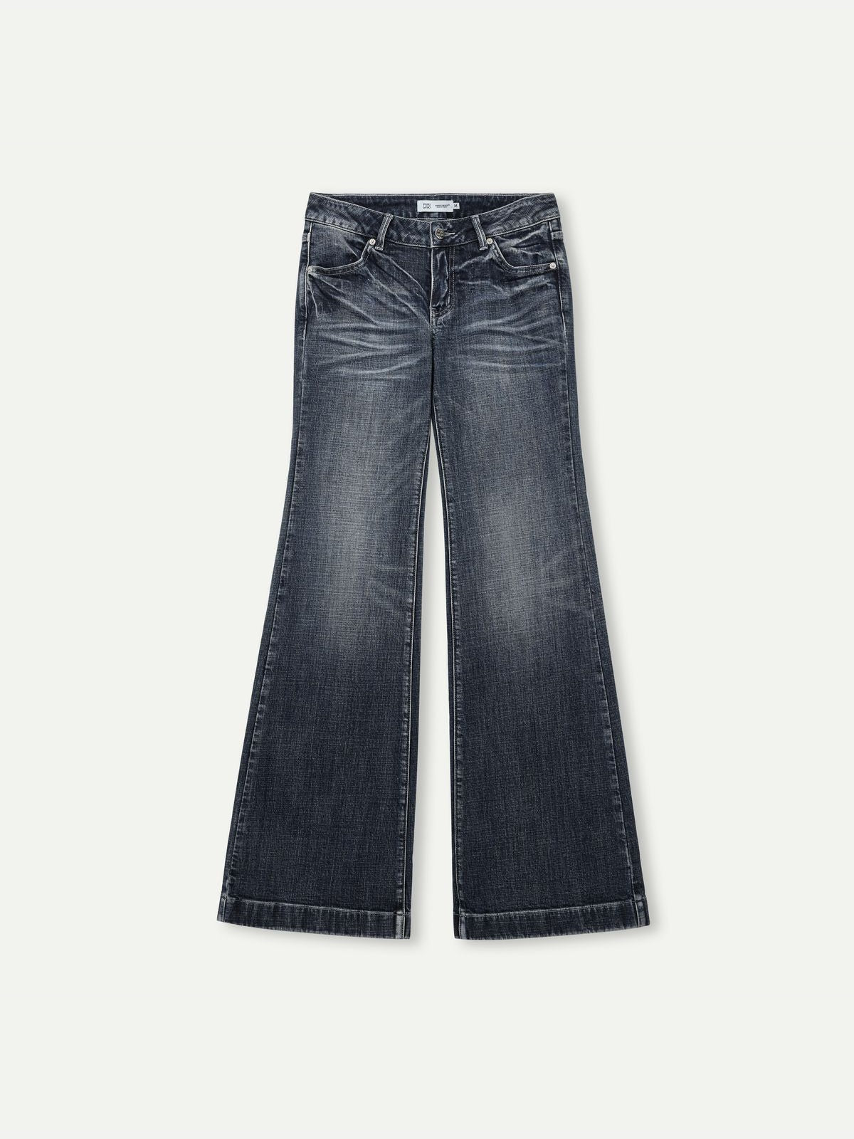 PUKI 12oz Vintage Wash Micro Flare Jeans in Navy