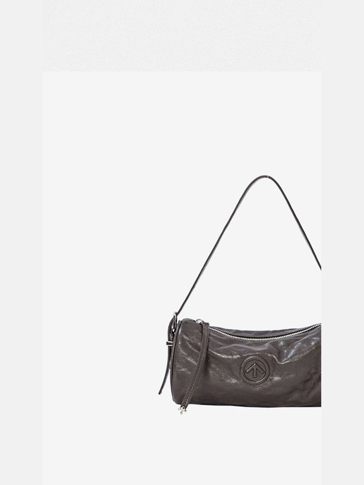 Grotto Pleated Leather Cylinder Bag in Brown
