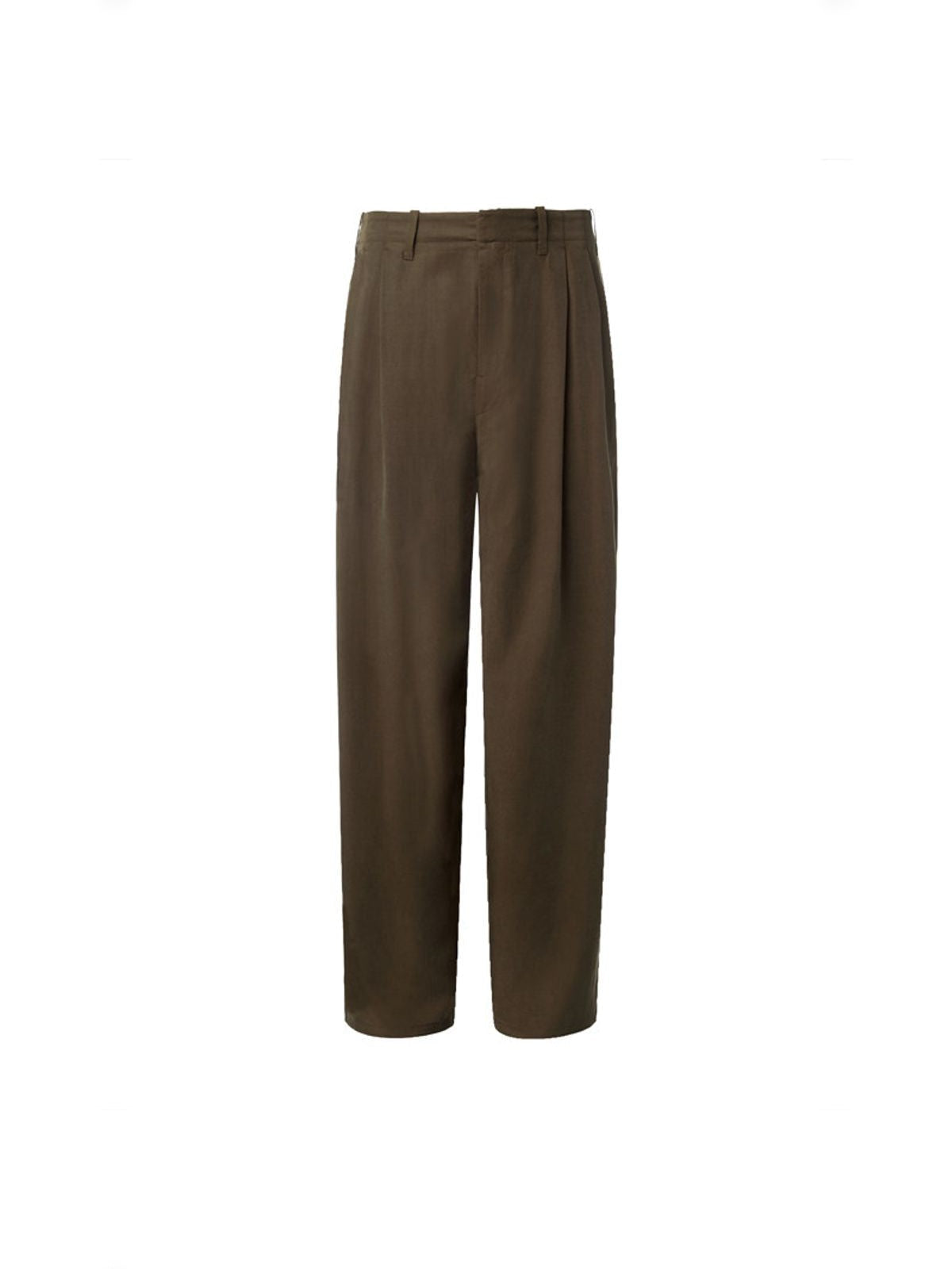 ROYA Double Pleated Tencel Linen Trousers in Coffee