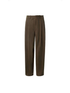 ROYA Double Pleated Tencel Linen Trousers in Coffee