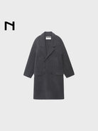 NANS Double Breasted Wool Cashmere Coat in Gray