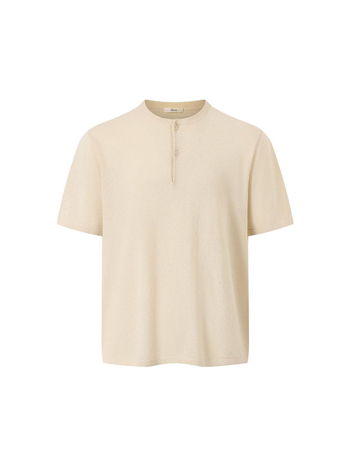 ROYA Linen Cotton Short Sleeve Henley in Cream