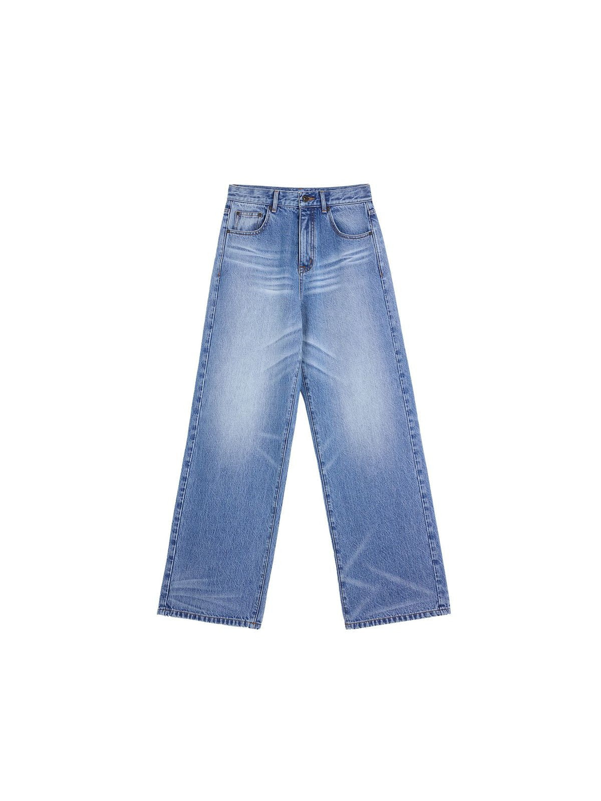 Alright Then High Rise Wide Leg Jeans in Blue