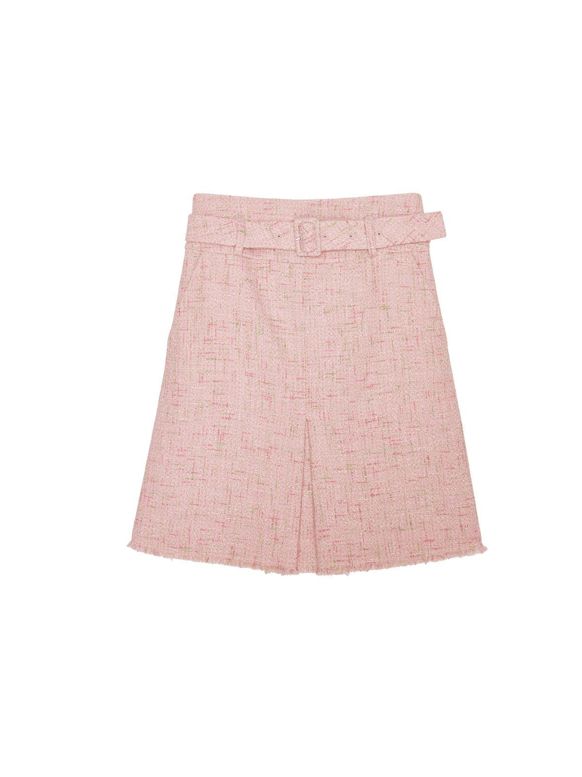 SHUSHUTONG Belted Box Pleat Skirt in Pink