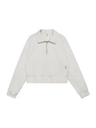 Simple Project Mock Neck Half Zip Sweatshirt in White