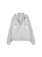 Simple Project Wrap Front Cotton Hoodie in Gray