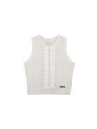 SHUSHUTONG Lace Trimmed Cable Knit Vest in White
