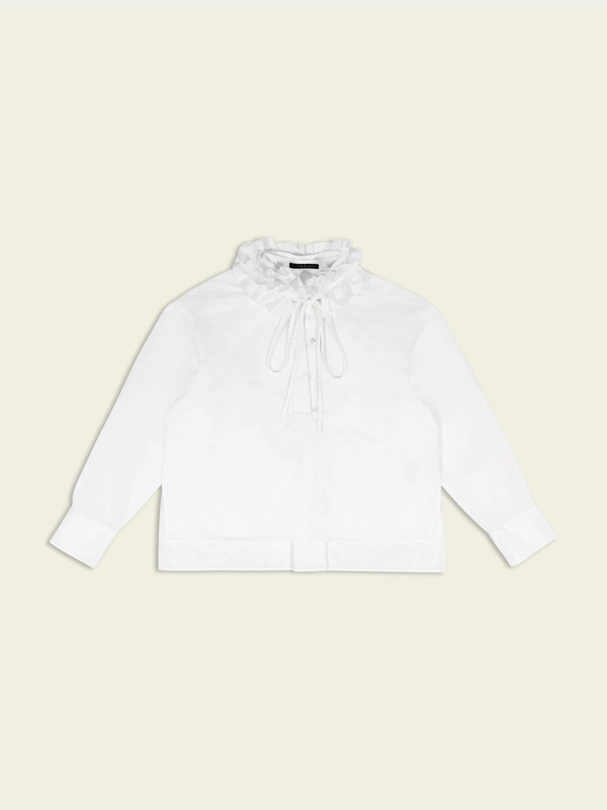 Fax copy express Detachable Ruff Half Sleeve Shirt in White