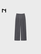 NANS Double Pleated Wool Blend Trousers in Gray