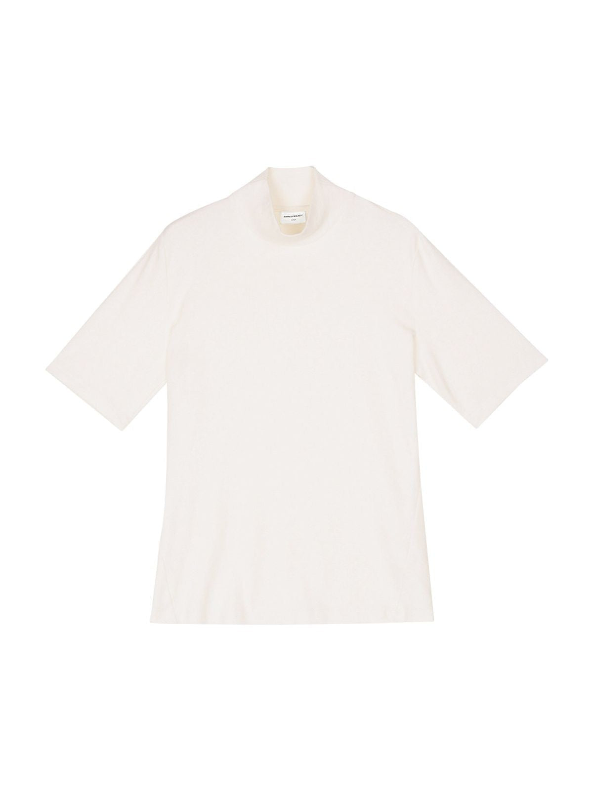 Simple Project Slub Knit Mock Neck Top in White