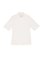 Simple Project Slub Knit Mock Neck Top in White