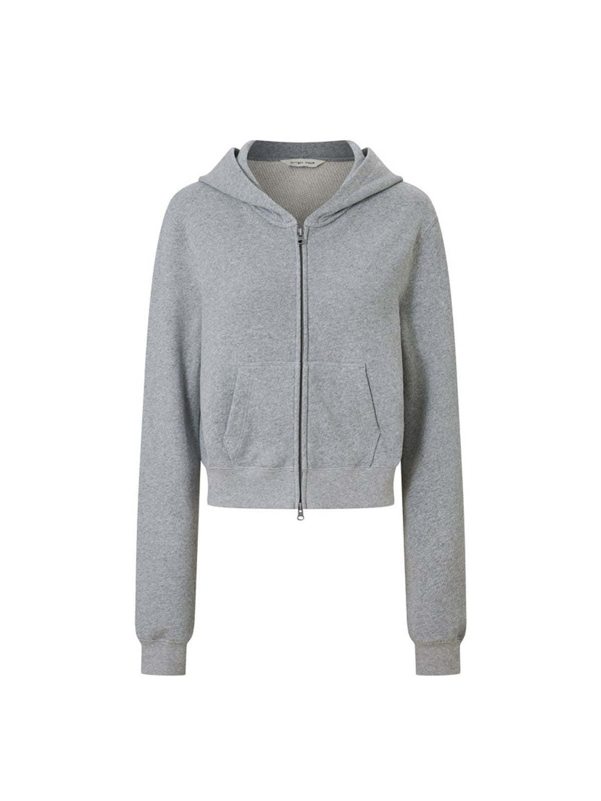 alright then Cotton Double Zip Cropped Hoodie in Gray
