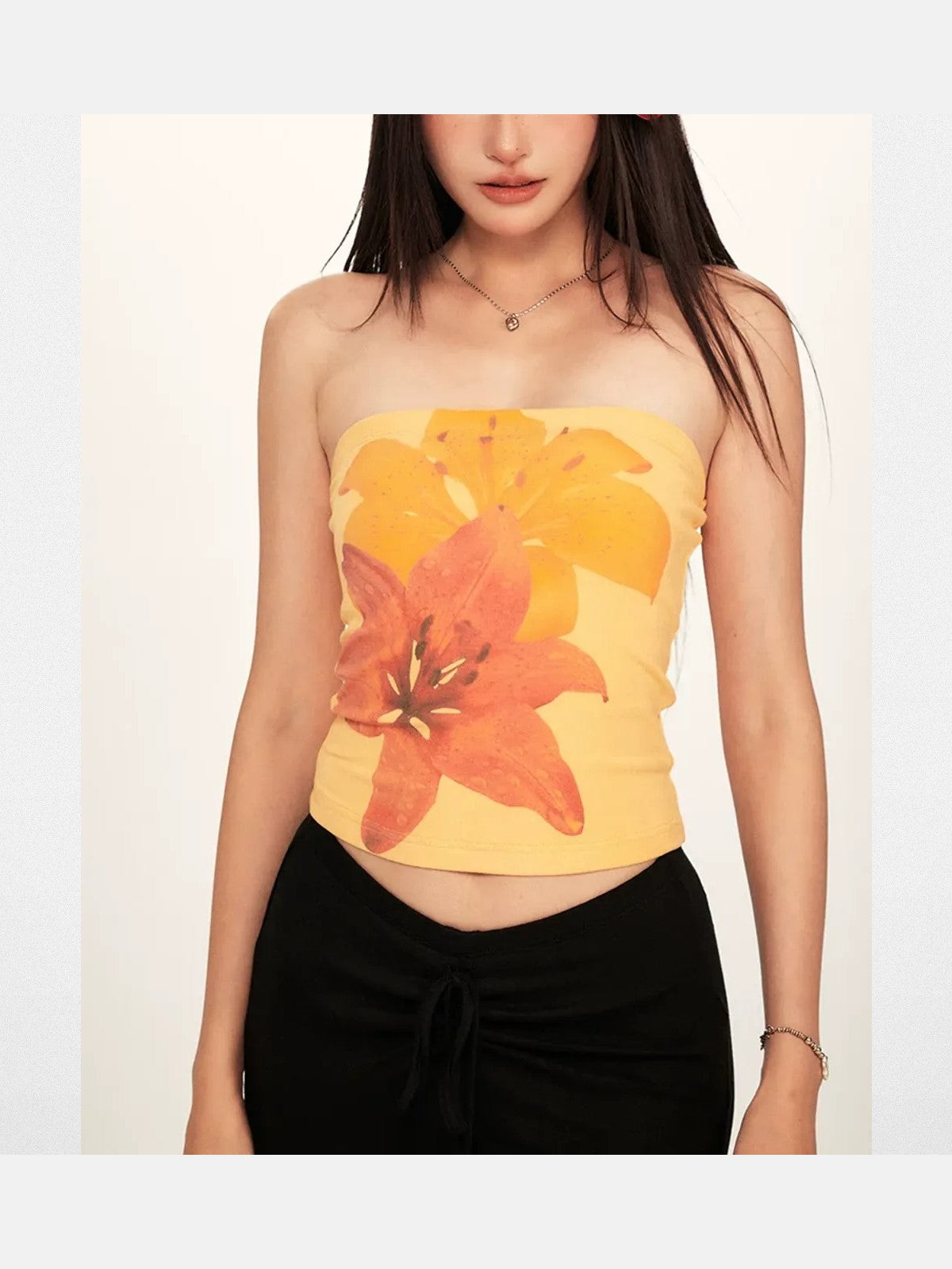 BeerBro Tropical Floral Print Tube Top in White