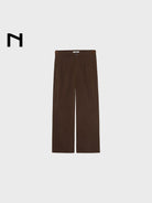 NANS Single Pleat Corduroy Micro Flare Trousers in Brown