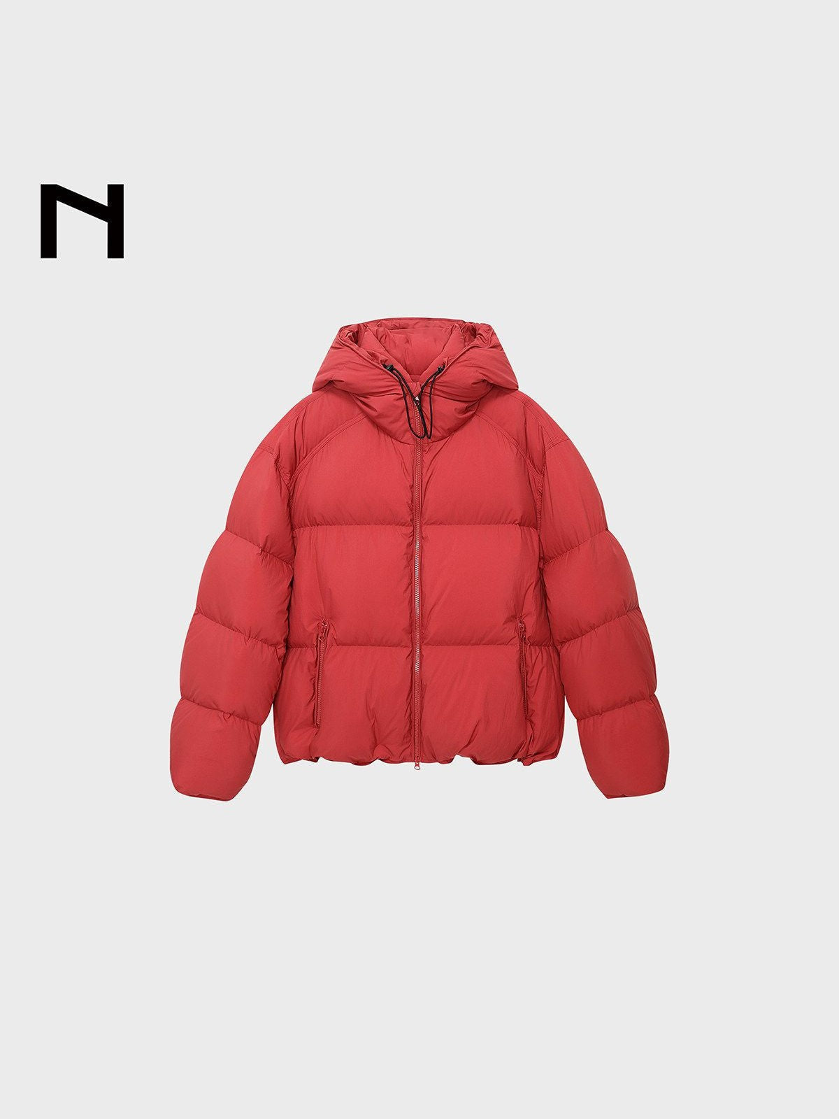 NANS Glossy Hooded Down Puffer in Red