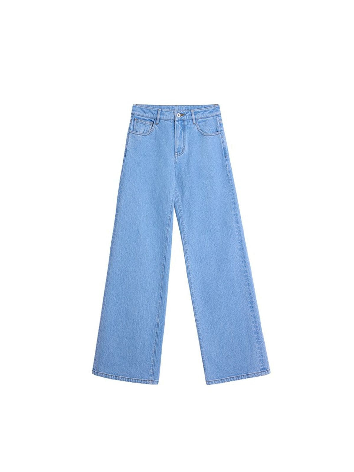 Alright Then Textured Wide Leg Jeans in Blue
