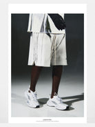 LOSTCTRL Spray Dye Structural Shorts in White - On Model