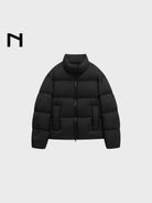 NANS 90 White Duck Down Crinkle Puffer in Black
