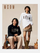 MEDM Ethnic Patchwork Long Sleeve Tee in Black - On Mixed Models