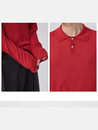 Simple Project Semi Sheer Linen Blend Knit Polo in Red - Detail