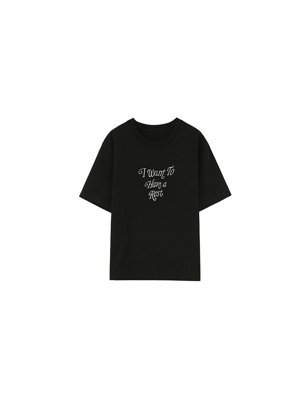 NeverSeez Embossed Script Cotton T Shirt in Black