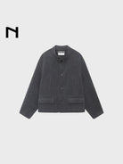 NANS Wool Cashmere Stand Collar Jacket in Gray