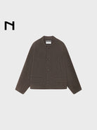 NANS Wool Cashmere Stand Collar Jacket in Brown