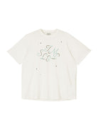 Simple Project Studded Script Logo T Shirt in White