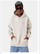 MEDM Embroidered Logo Hoodie in Oatmeal - On Male Model