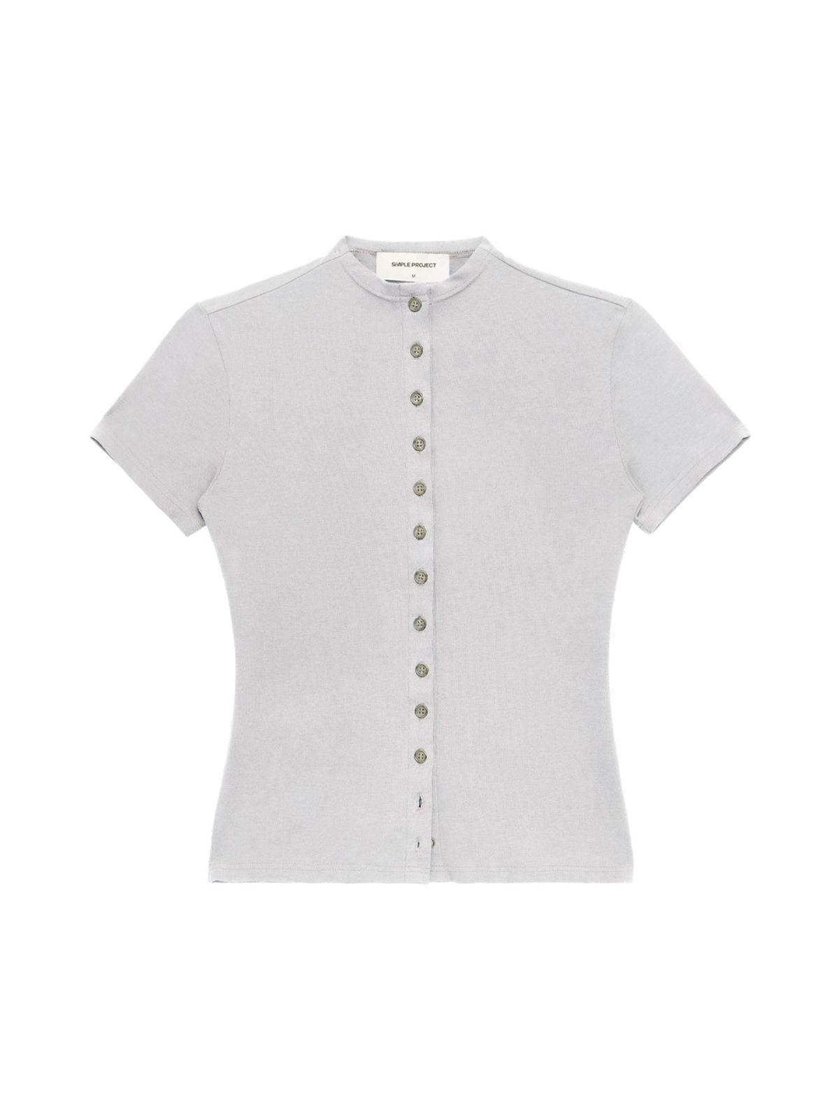 Simple Project Tencel Wool Button Front Tee in Gray