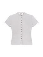 Simple Project Tencel Wool Button Front Tee in Gray