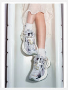 OLDORDER Metallic Pearl Chunky Sneakers in Silver - On Model