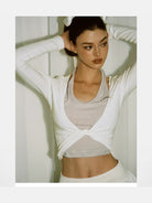 PUKI Mock Layered Halter Top in White