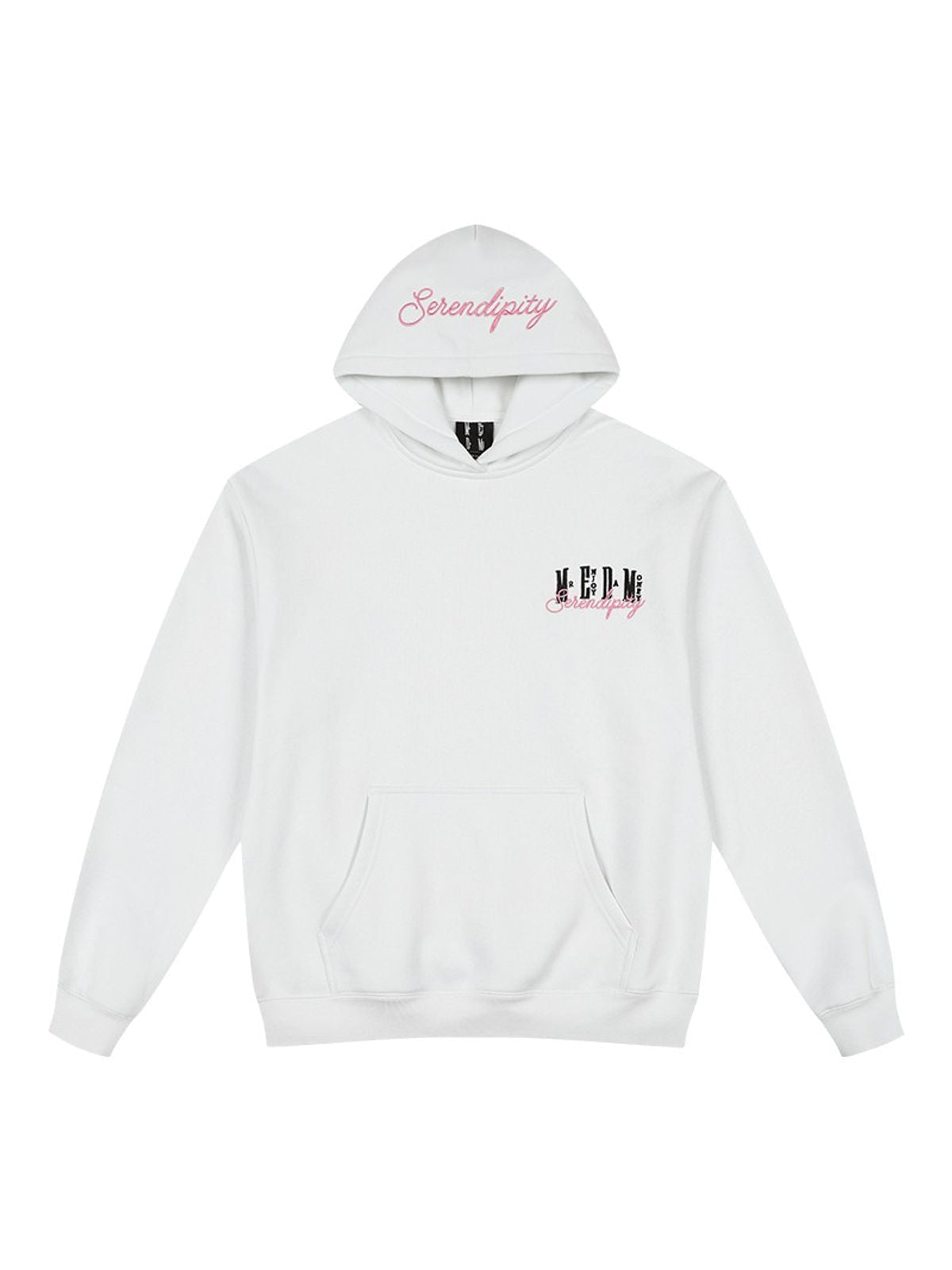 MEDM Embroidered Logo Fleece Hoodie in White