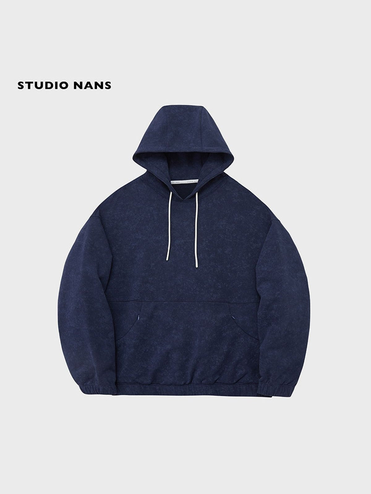 NANS Heavyweight Washed French Terry Hoodie in Navy Blue