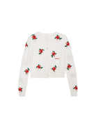 SHUSHUTONG Floral Embroidered Lambswool Cardigan in Red