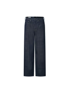Alright Then Selvedge Raw Denim Wide Leg Jeans in Blue