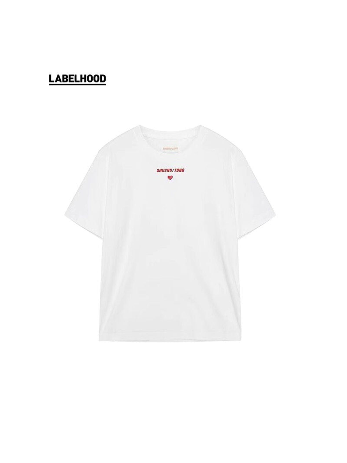 SHUSHUTONG Logo Heart Cotton T Shirt in White