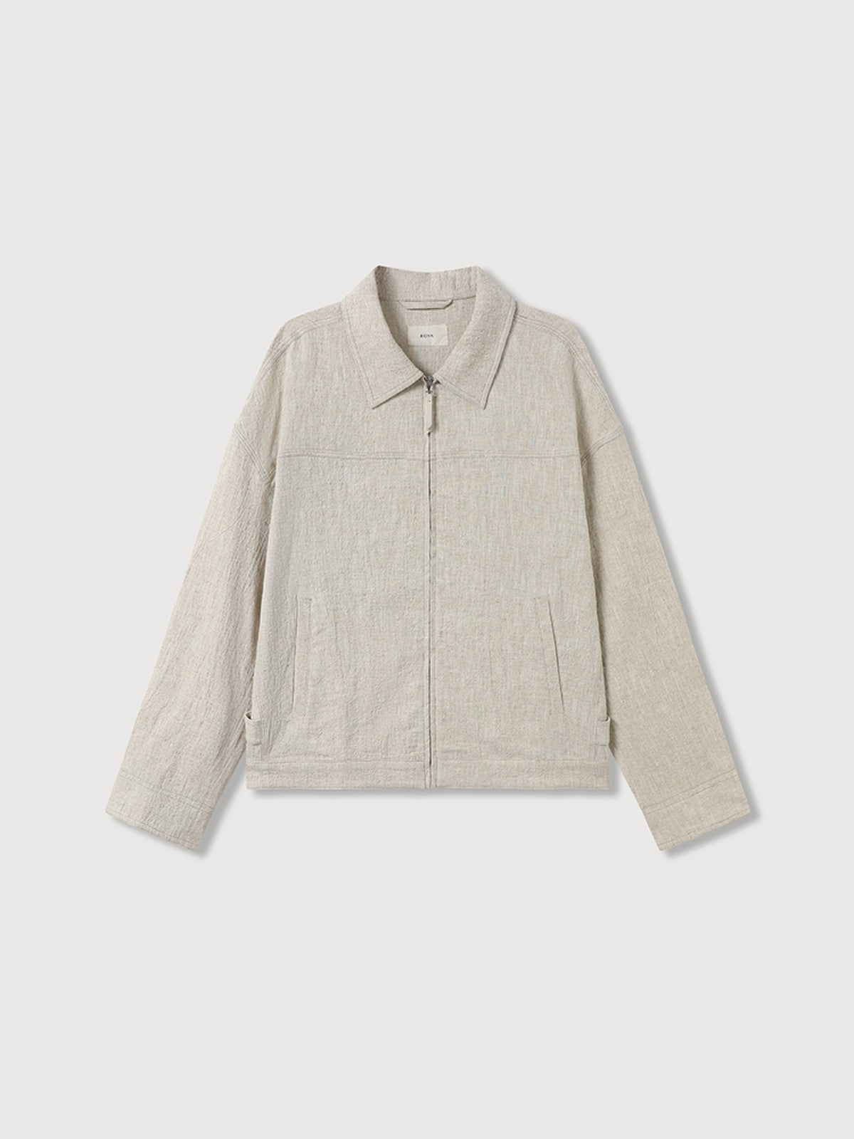 ROYA Oatmeal Textured Ramie Jacket in Oatmeal