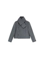PUKI Double Faced Wool Jacket with Scarf in Gray