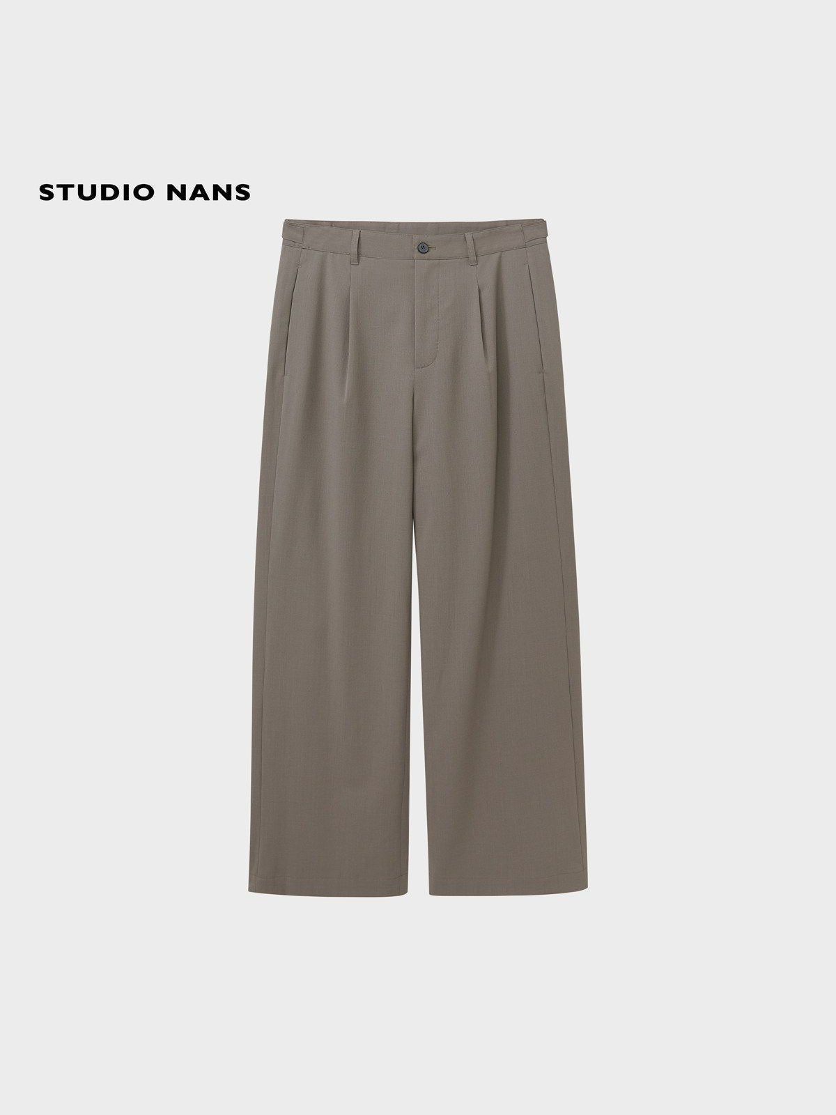 NANS Single Pleat Wool Blend Trousers in Beige