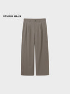 NANS Single Pleat Wool Blend Trousers in Beige