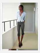 RARELY ALIKE Pure Wool Mid Sleeve Cardigan in Sky Blue - On Model