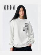 MEDM Angel Appliqu Fleece Sweatshirt in White - On Female Model
