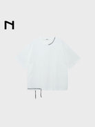 NANS Hand Stitched Fringe Oversized Tee in White