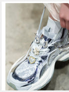 OLDORDER Metallic Pearl Chunky Sneakers in Silver - On Model