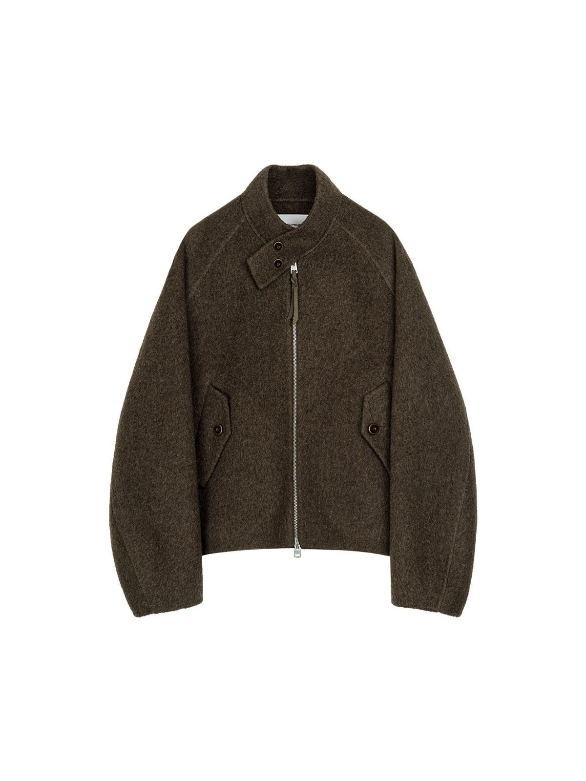 Simple Project Double Faced Wool Harrington Jacket in Olive