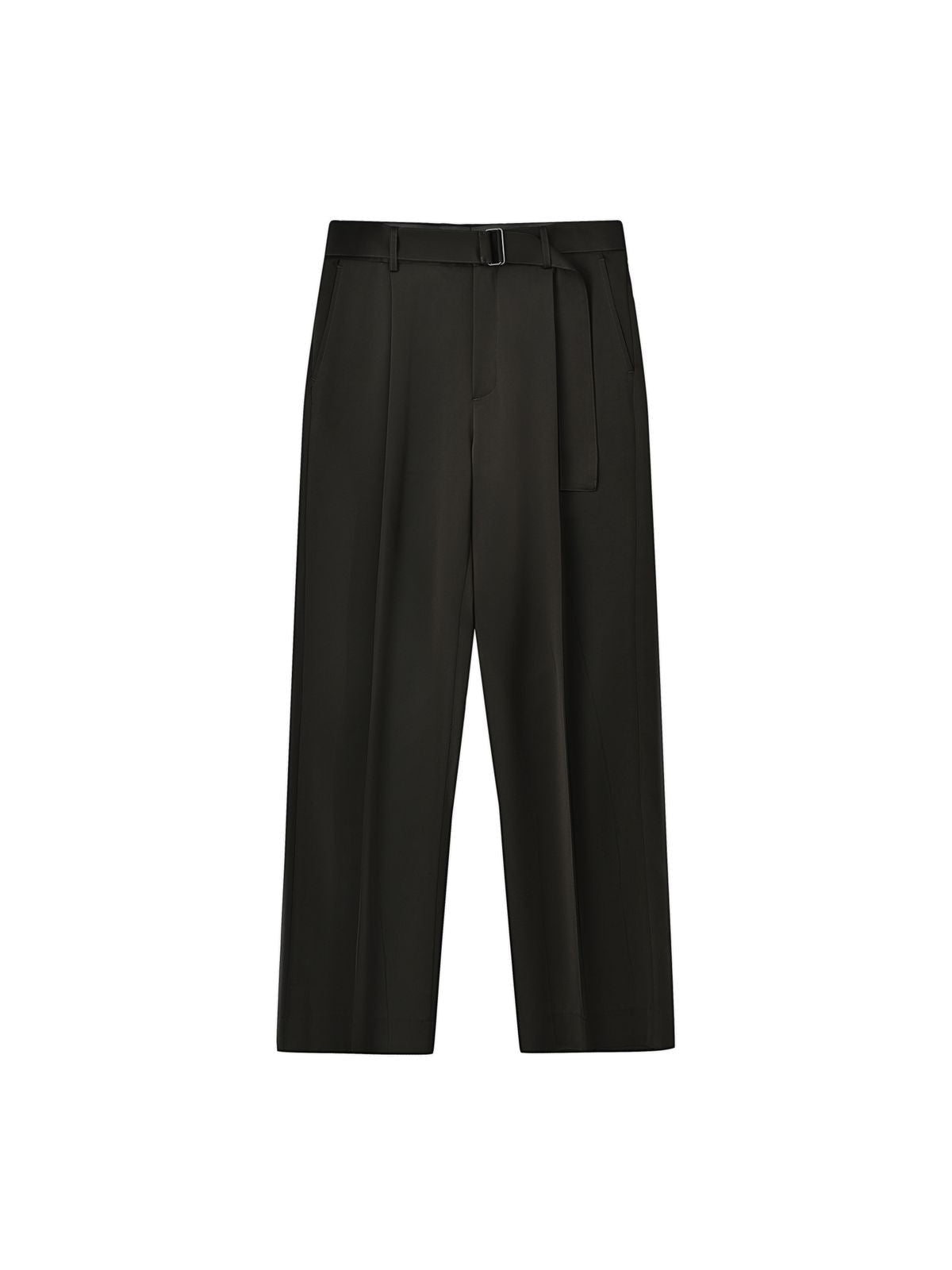 Roolrren Homme Belted Triacetate Cropped Trousers in Black