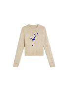 Alright then Dancing Figure Jacquard Sweater in Apricot